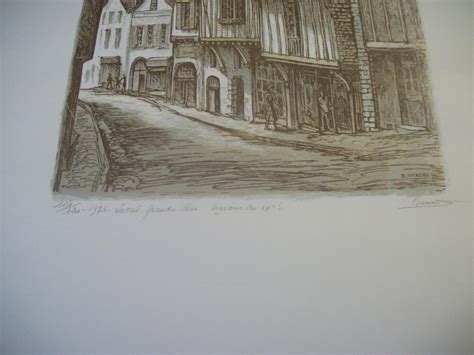 Laval Grande Rue Maisons du XVème Siècle Lithographie originale