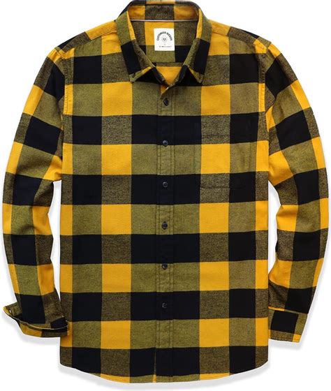 Dubinik Mens Flannel Shirts Long Sleeve Button Down Casual Work Plaid