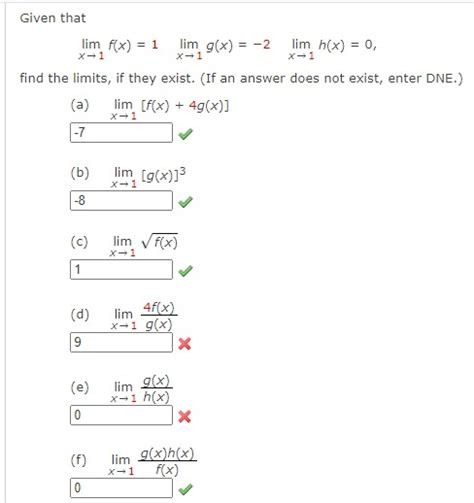 Solved Given That Limx→1fx1limx→1gx−2limx→1hx0