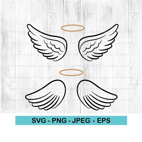 Halo And Angel Wings Svg Wings Svg Halo Svg Heaven Paradise Etsy