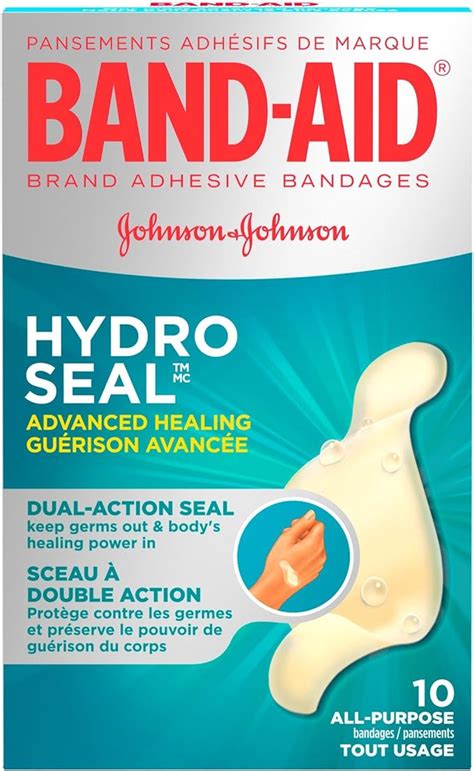 Band Aid Hydrocolloid All Purpose Bandages Waterproof Adhesive Hydro Seal 10 Bandages