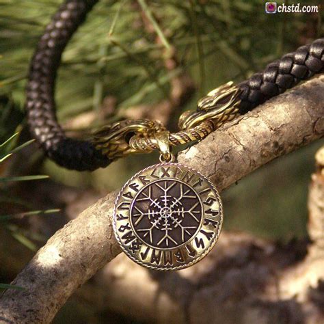 Aegishjalmur Helm Of Awe Futhark Runes Luxury Leather Necklace