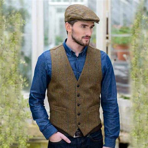 Irish Tweed Vest For Men Light Brown Celtic Clothing Company