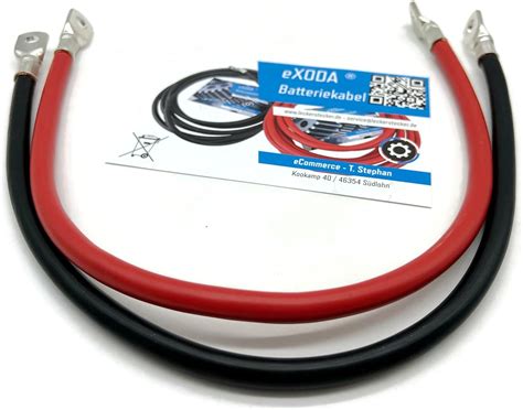 eXODA Batteriekabel Set 50 mm² 50cm mit Kabelschuhen M8 Rot und Schwarz