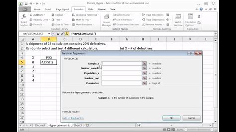 Binomial Hypergeometric Probabilities Using EXCEL YouTube