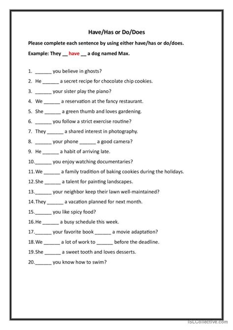 Quiz De Atividades De Does /do /has /have - Have has or do does 1 general gramma…: English ESL worksheets pdf & doc