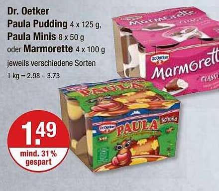 Dr Oetker Paula Pudding Paula Minis Oder Marmorette Angebot Bei V Markt