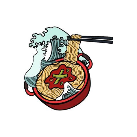 Aislamiento ramen comida japonesa ilustración de estilo plano Vector