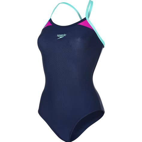 Speedo Splice Thinstrap Racerback Swimsuit Navy Diva Spearmint