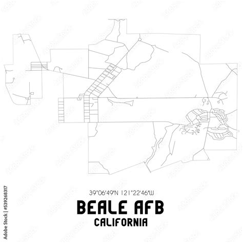 Beale Afb California. US street map with black and white lines. Stock ...