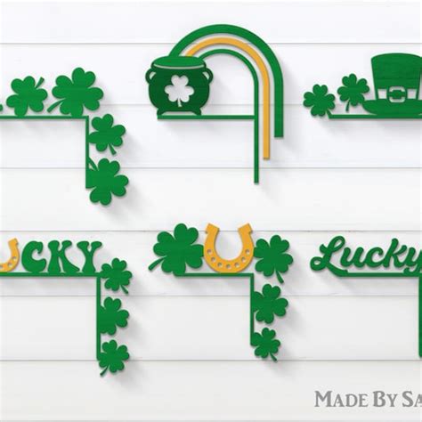 St Patricks Day Door Corner Shamrock Svg Lucky Sign Svg Etsy