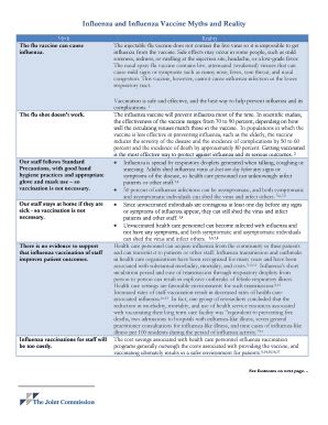 Fillable Online Influenza And Influenza Vaccine Myths And Reality Fax