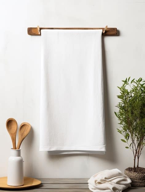 Premium Photo Rustic White Blank Kitchen Towel Mockup