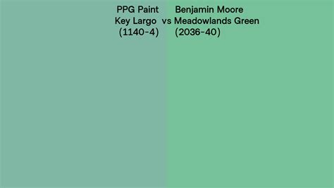 Ppg Paint Key Largo 1140 4 Vs Benjamin Moore Meadowlands Green 2036