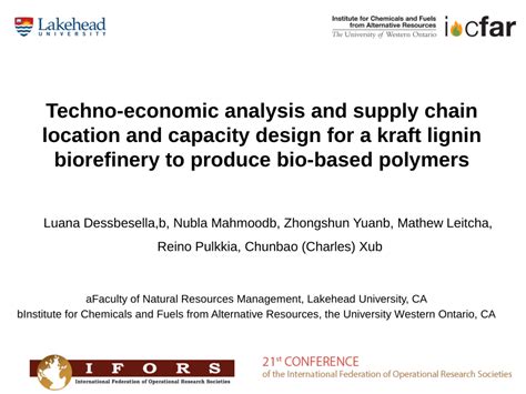 PDF Techno Economic Analysis And Supply Chain Location And Capacity