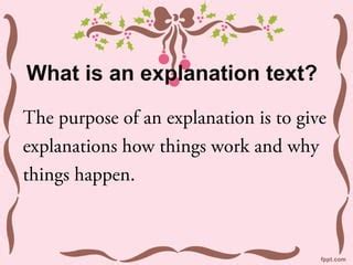 Features Of An Explanation Text PPT