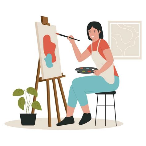 Concept Illustration Of Female Artist Painting On Canvas 25367325