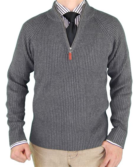 Mens Luciano Natazzi Classic Fit Mock Neck Ribbed Sweater Fashion Suit Outlet