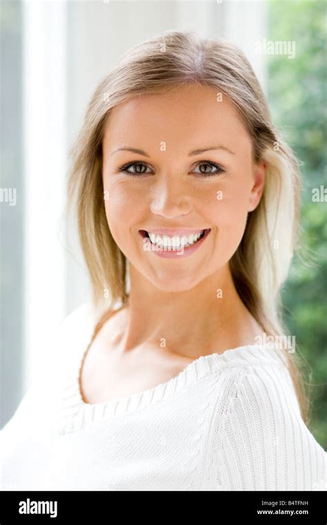 Portrait Of Blonde Girl Smiling Stock Photo Alamy