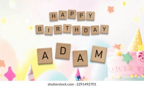 Happy Birthday Adam Card Wooden Tiles Stock Illustration 2291492701 ...