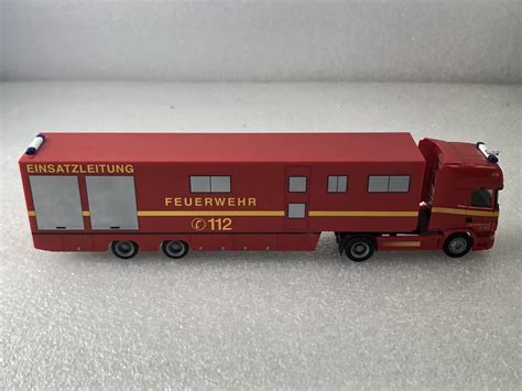 Herpa 155120 Scania R TL Koffersattelzug ELW 3 Feuerwehr im Maßstab 1