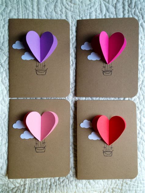Heart Hot Air Balloon Card Etsy Valentine Crafts Valentine Day Cards Diy Valentines Gifts
