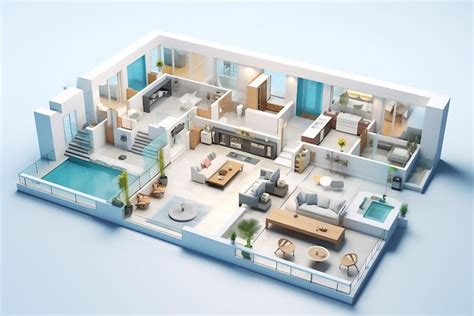 Premium Vector Modern Bright Interiors 3d Rendering Illustration