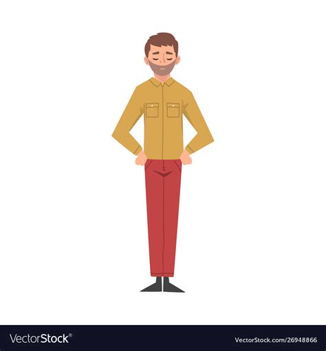 Young Man Standing With Hands On His Waist Vector Image