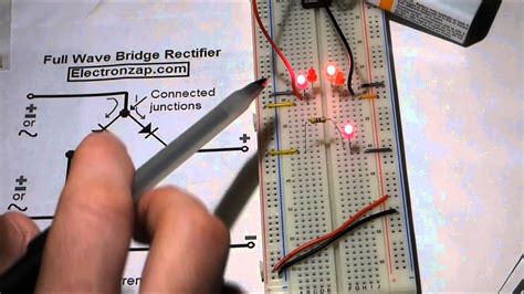 Electronics Circuit Full Wave Bridge Rectifier LEDs And 1N4001 Diodes