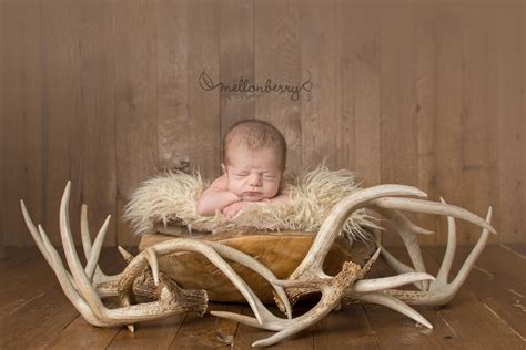 Newborn Baby Boy With Deer Antlers Future Hunter Deer Newborn Photos