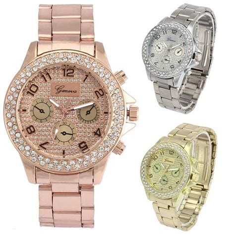 Geneva Watches Women Fashion Luxury Rhinestone Crystal Quartz Analog