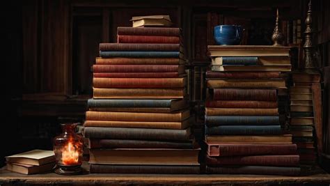 Premium Photo Stacks Of Books On Wooden Table