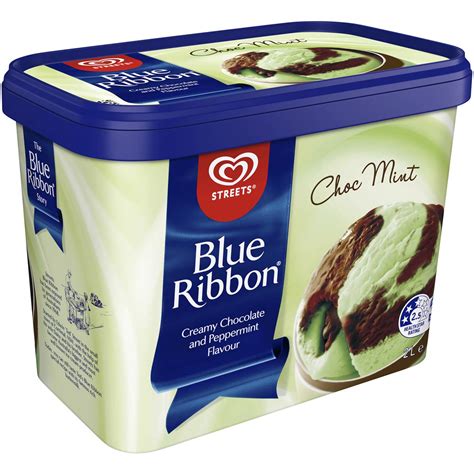 Blue Ribbon Streets Chocolate Mint Reduced Fat Ice Cream Dessert Tub 2l