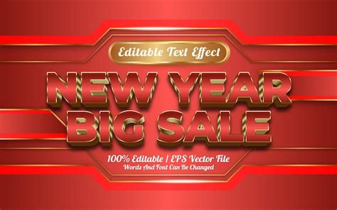 Año Nuevo Gran Venta Efecto De Texto Estilo Dorado Vector Premium