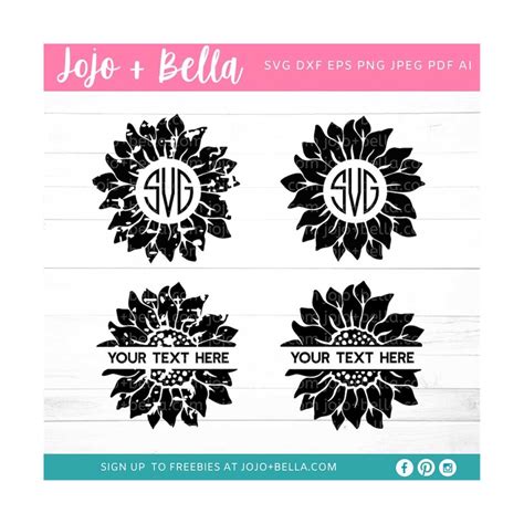 Sunflower Svg Sunflower Monogram Svg Split Sunflower Monog Inspire Uplift