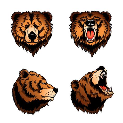 Colored Isolated Bear Heads 481394 Vector Art at Vecteezy