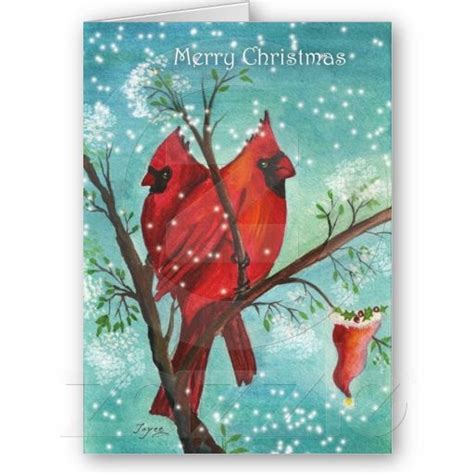 Christmas Greetings With Red Cardinals Holiday Card Zazzle