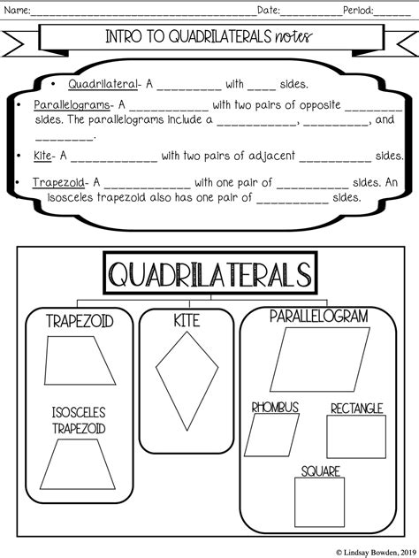 Free Worksheet Printables For Quadrilaterals