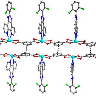 View of the 1D double chain structure of 1 formed by ππ interactions