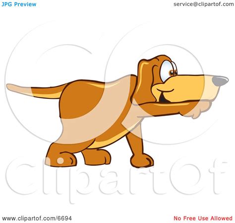 Brown Dog Mascot Cartoon Character Pointing While Sniffing Something ...