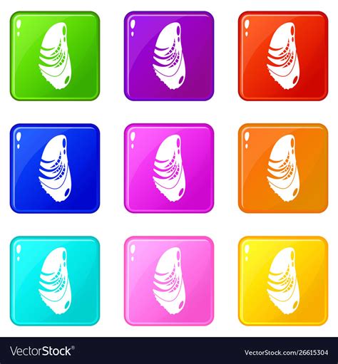 Sea Shell Icons Set Color Collection Royalty Free Vector