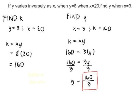 If Y Varies Inversely As X When Y 8 When X 20 Find Y When X 3 Brainly Ph