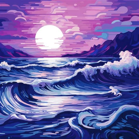 Premium Photo Vibrant Purple Waves A Modernist Seascape Abstract