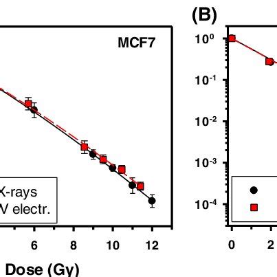 Survival Curves For Irradiation Of Cells In Vitro With 10 MeV Electrons