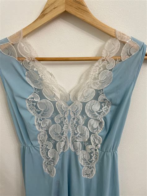 Vintage Slip Dress Lingerie Babydoll Blue Mini Dress Sleepwear Lace Small Etsy