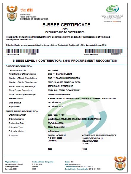 Cipc Bbbee Certificate Anime