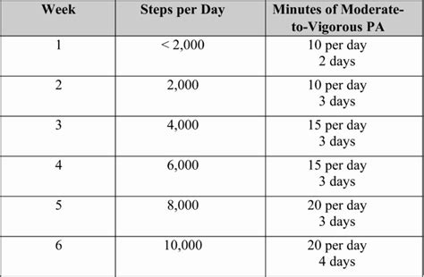 Example Exercise Progression Over Six Weeks Provided To Participants