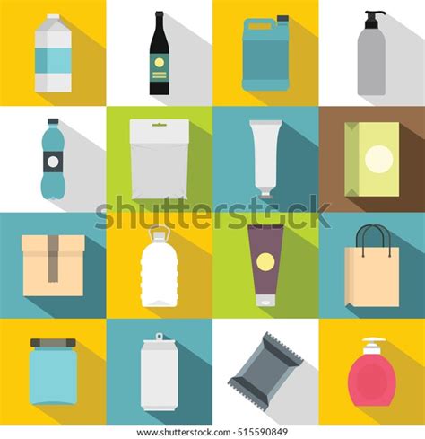 Packaging Plastic Container Icons Set Flat 库存矢量图（免版税）515590849 Shutterstock