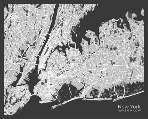 New York Map Abstract Monochrome Design For Interior Posters