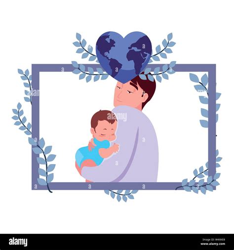 Dad Carrying His Baby In His Arms Vector Illustration Stock Vector